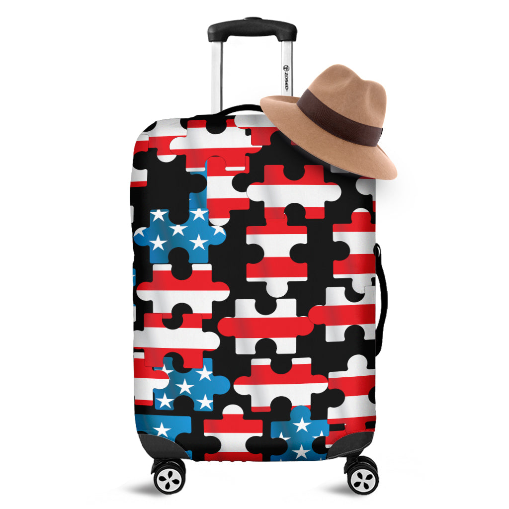 American Flag Jigsaw Puzzle Print Luggage Cover