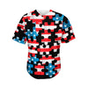 American Flag Jigsaw Puzzle Print Men's Baseball Jersey