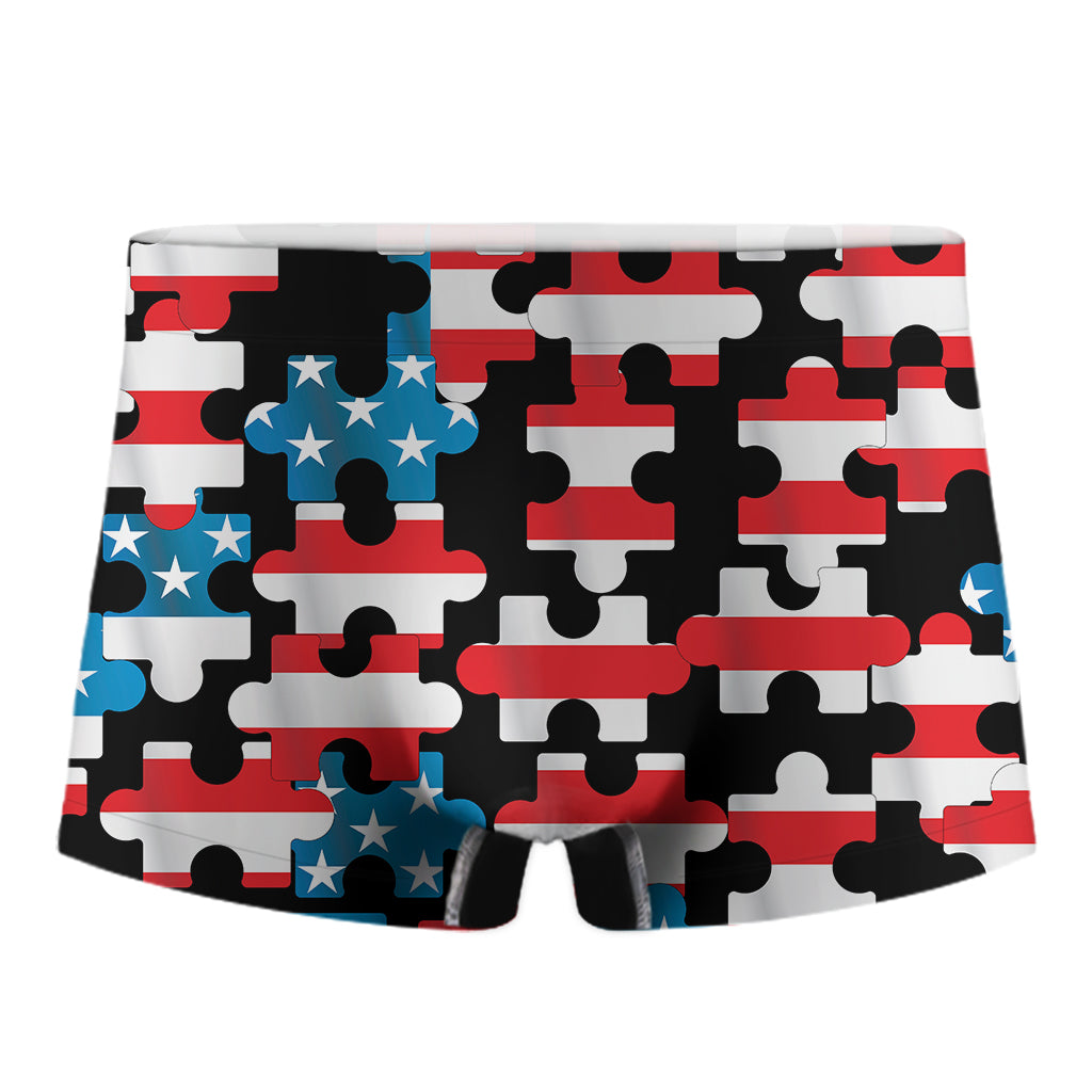 American Flag Jigsaw Puzzle Print Men's Boxer Briefs