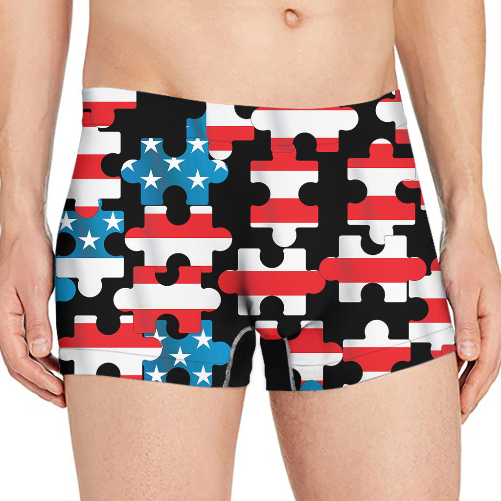 American Flag Jigsaw Puzzle Print Men's Boxer Briefs