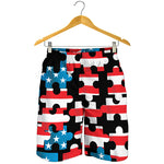 American Flag Jigsaw Puzzle Print Men's Shorts