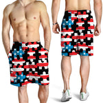 American Flag Jigsaw Puzzle Print Men's Shorts