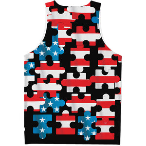 American Flag Jigsaw Puzzle Print Men's Tank Top