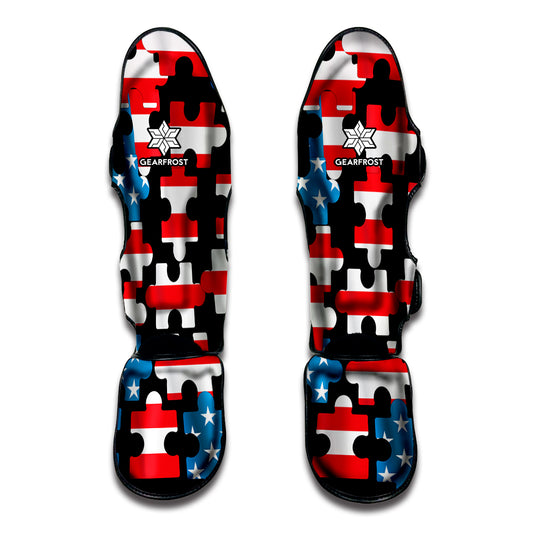 American Flag Jigsaw Puzzle Print Muay Thai Shin Guard