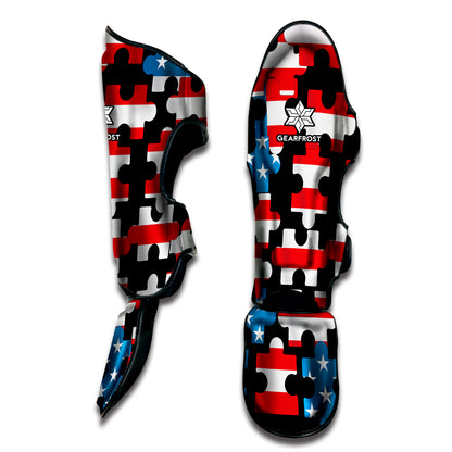 American Flag Jigsaw Puzzle Print Muay Thai Shin Guard