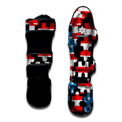 American Flag Jigsaw Puzzle Print Muay Thai Shin Guard