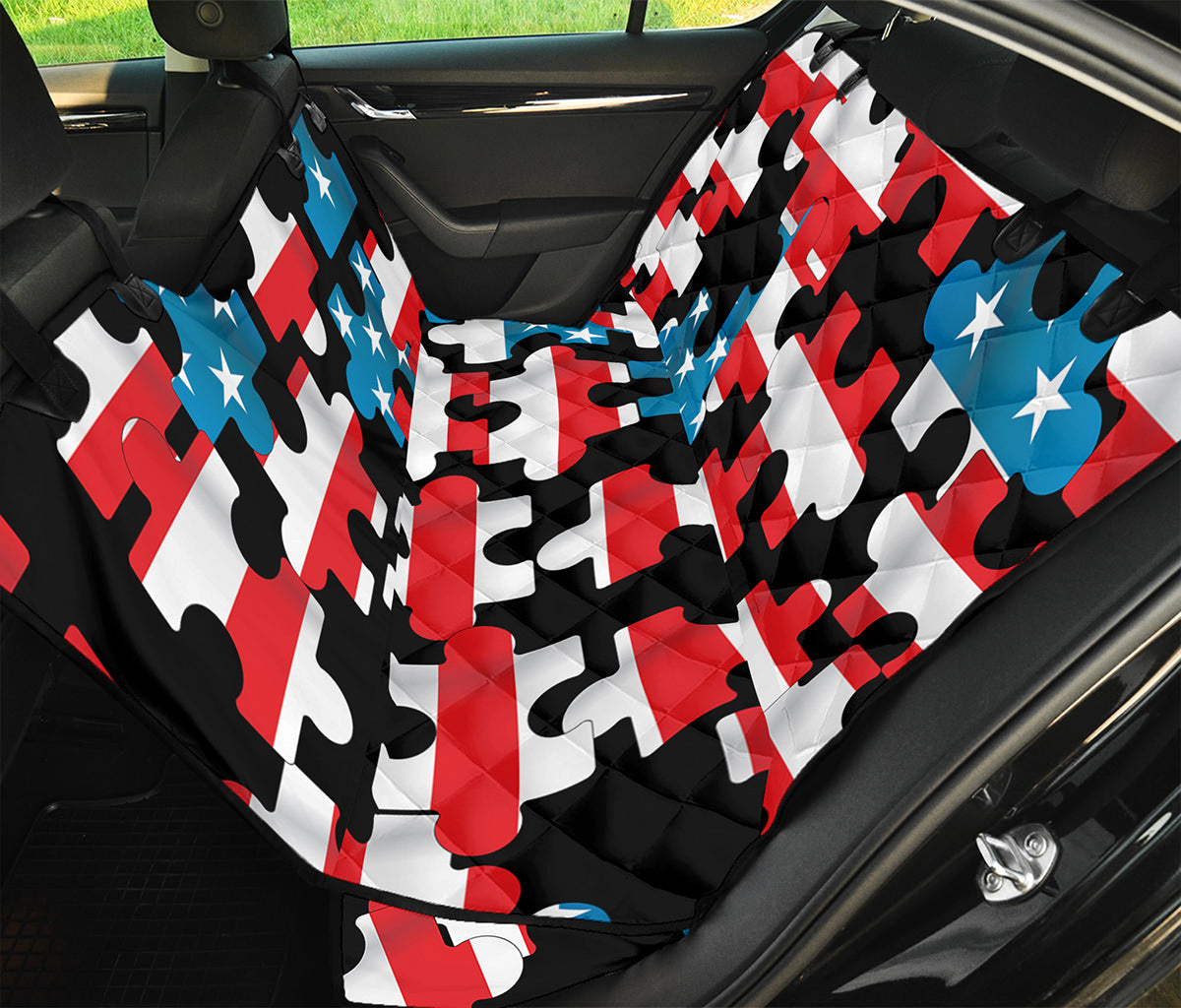 American Flag Jigsaw Puzzle Print Pet Car Back Seat Cover