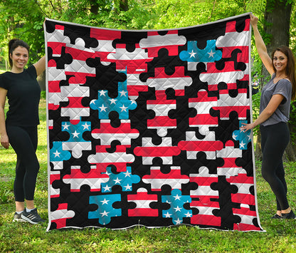 American Flag Jigsaw Puzzle Print Quilt