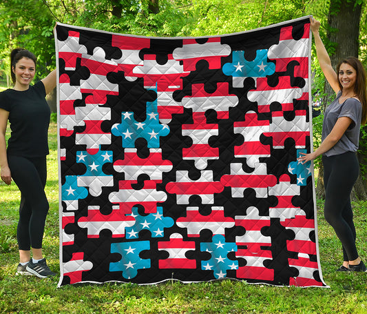 American Flag Jigsaw Puzzle Print Quilt