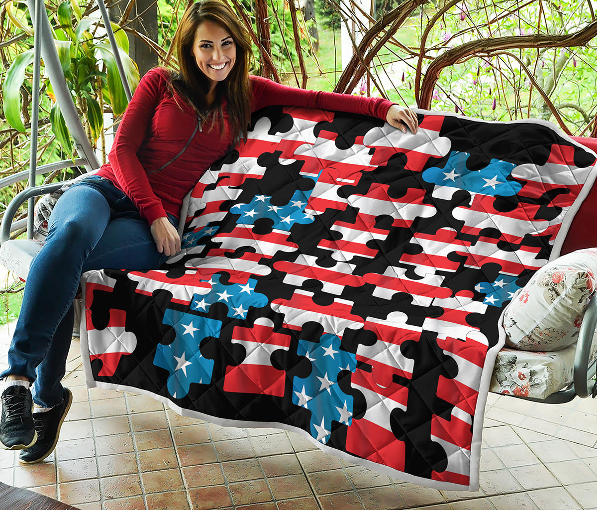 American Flag Jigsaw Puzzle Print Quilt