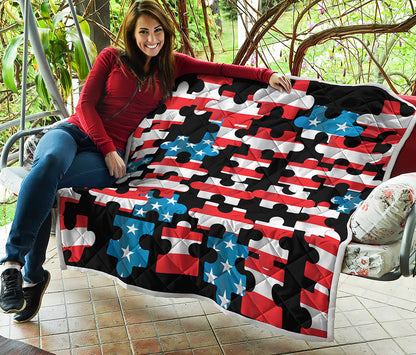 American Flag Jigsaw Puzzle Print Quilt