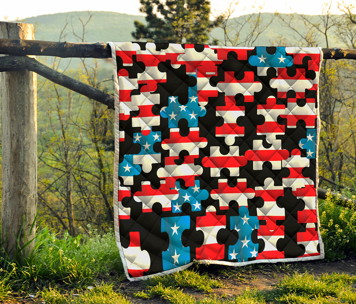 American Flag Jigsaw Puzzle Print Quilt