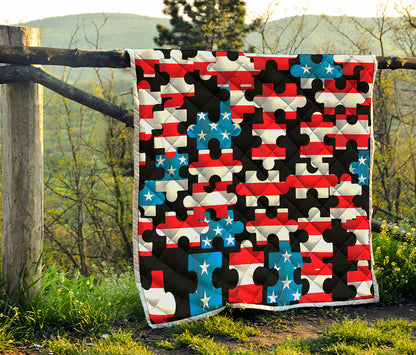 American Flag Jigsaw Puzzle Print Quilt