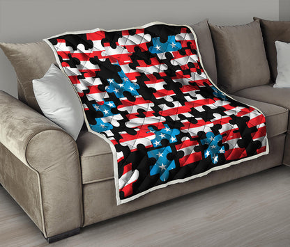 American Flag Jigsaw Puzzle Print Quilt