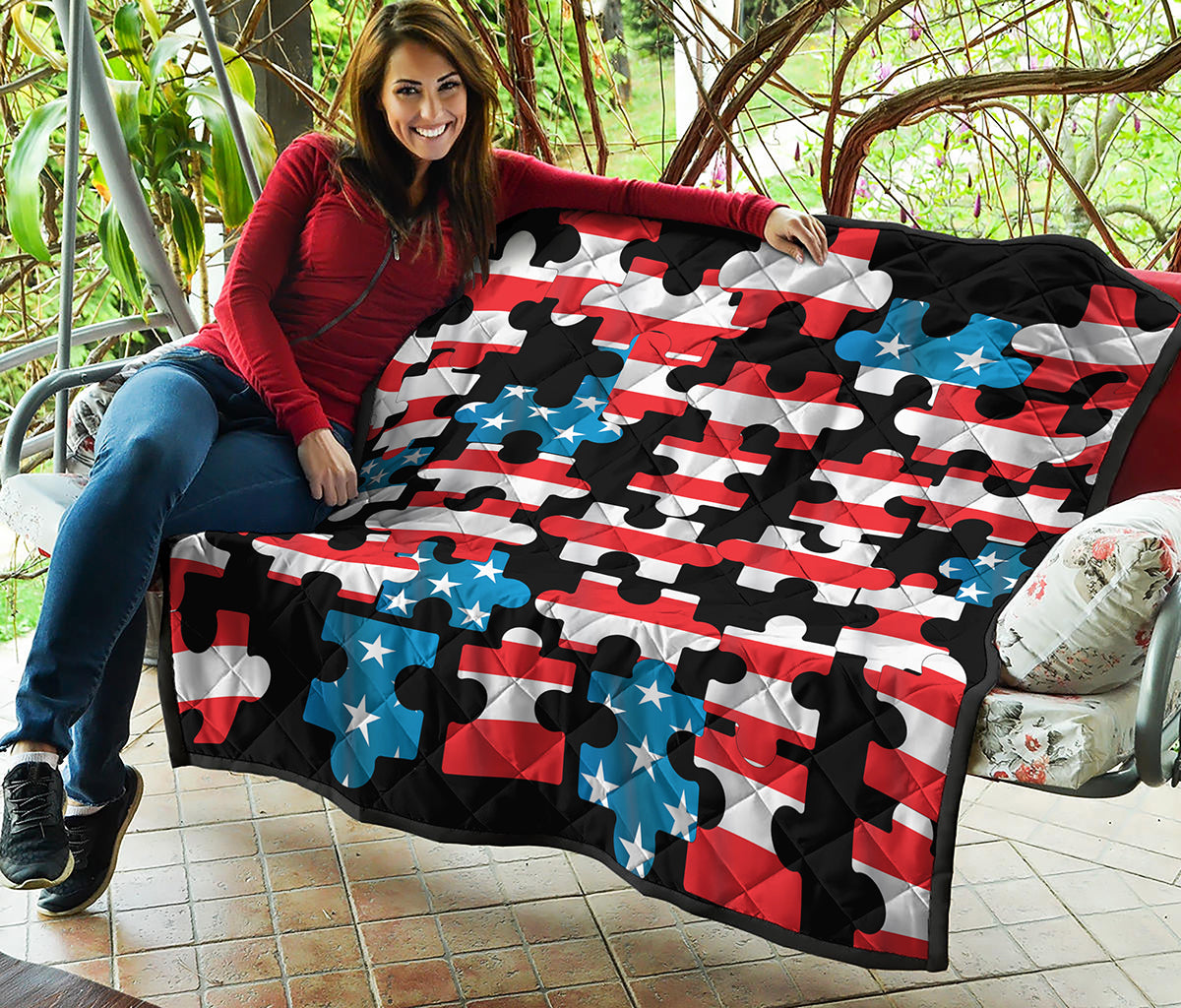 American Flag Jigsaw Puzzle Print Quilt