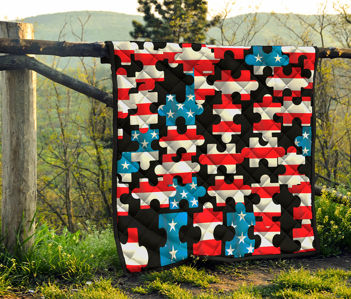 American Flag Jigsaw Puzzle Print Quilt