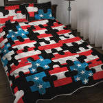American Flag Jigsaw Puzzle Print Quilt Bed Set