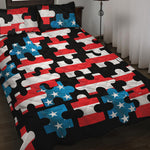 American Flag Jigsaw Puzzle Print Quilt Bed Set