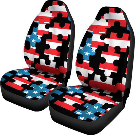 American Flag Jigsaw Puzzle Print Universal Fit Car Seat Covers
