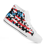 American Flag Jigsaw Puzzle Print White High Top Shoes