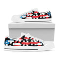 American Flag Jigsaw Puzzle Print White Low Top Sneakers