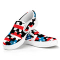 American Flag Jigsaw Puzzle Print White Slip On Sneakers