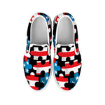 American Flag Jigsaw Puzzle Print White Slip On Shoes