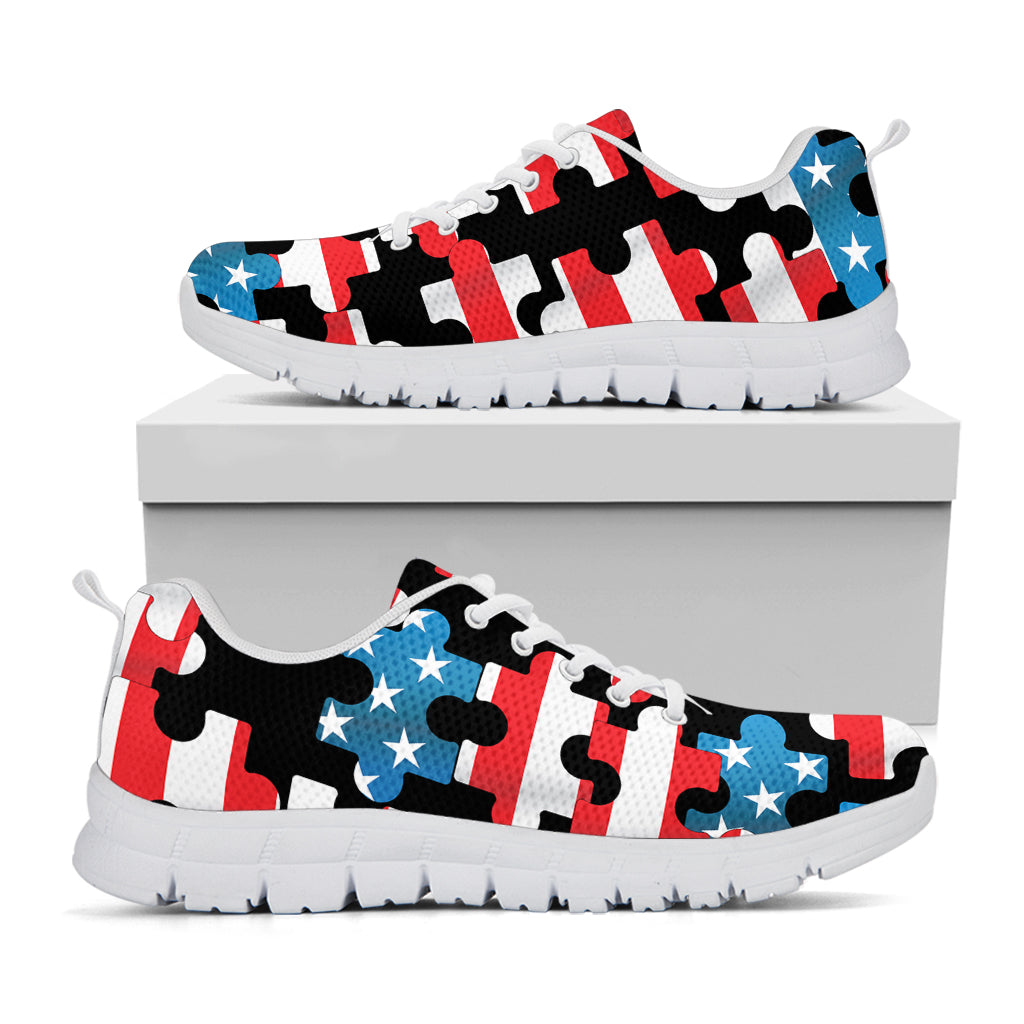 American Flag Jigsaw Puzzle Print White Sneakers