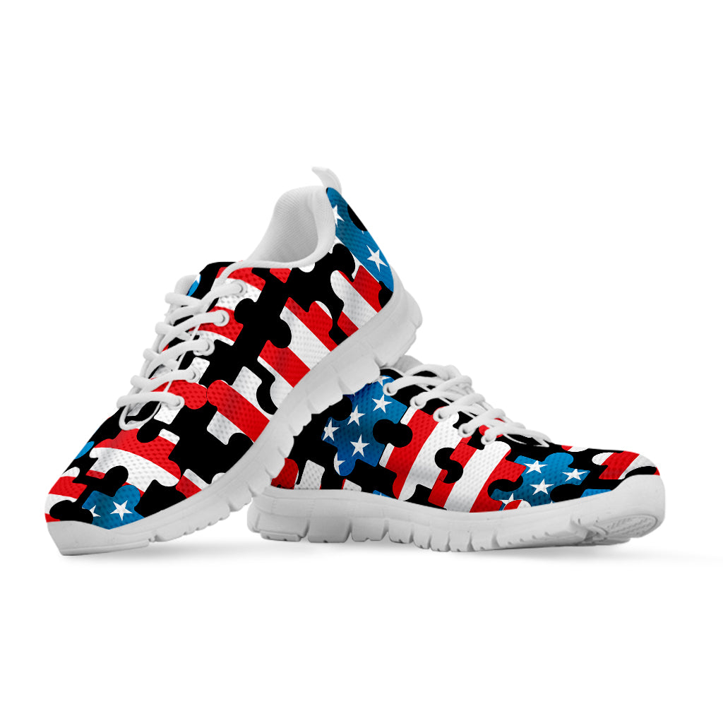 American Flag Jigsaw Puzzle Print White Sneakers