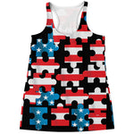 American Flag Jigsaw Puzzle Print Women's Racerback Tank Top