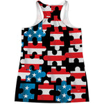 American Flag Jigsaw Puzzle Print Women's Racerback Tank Top