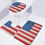 American Flag Knitted Print 3 Piece Bath Mat Set