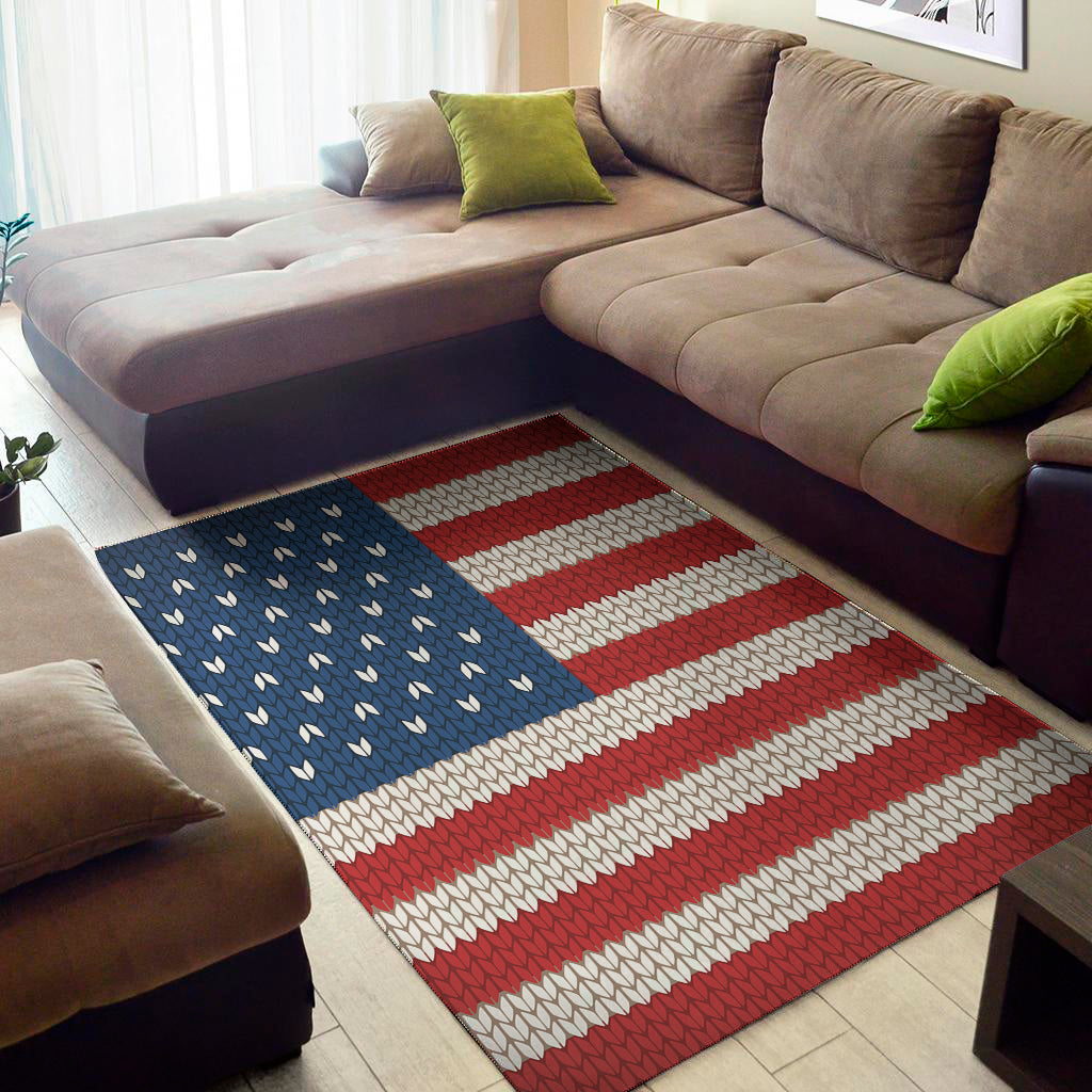 American Flag Knitted Print Area Rug