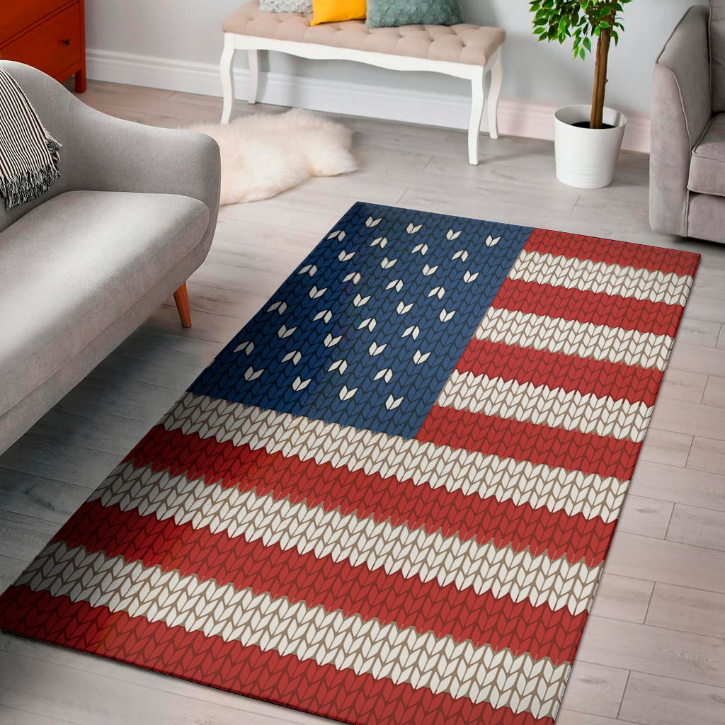American Flag Knitted Print Area Rug