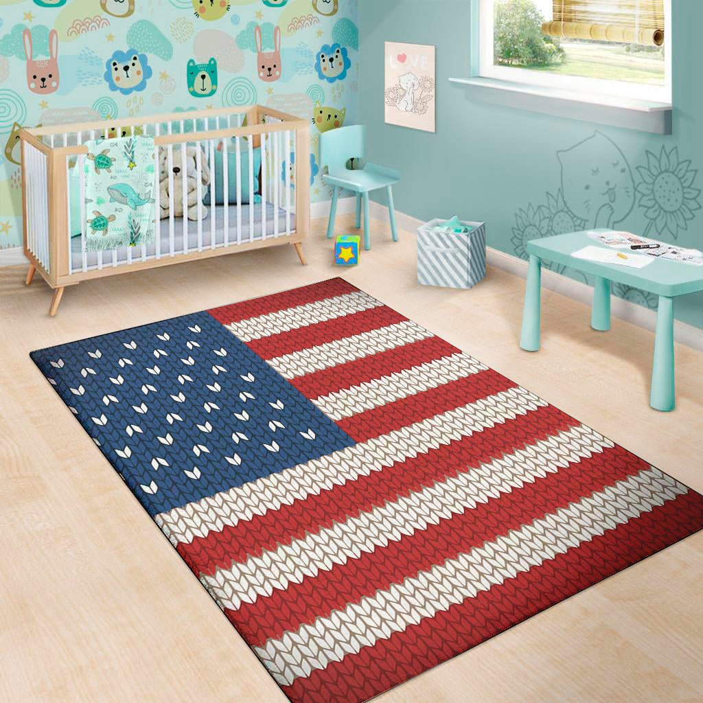 American Flag Knitted Print Area Rug