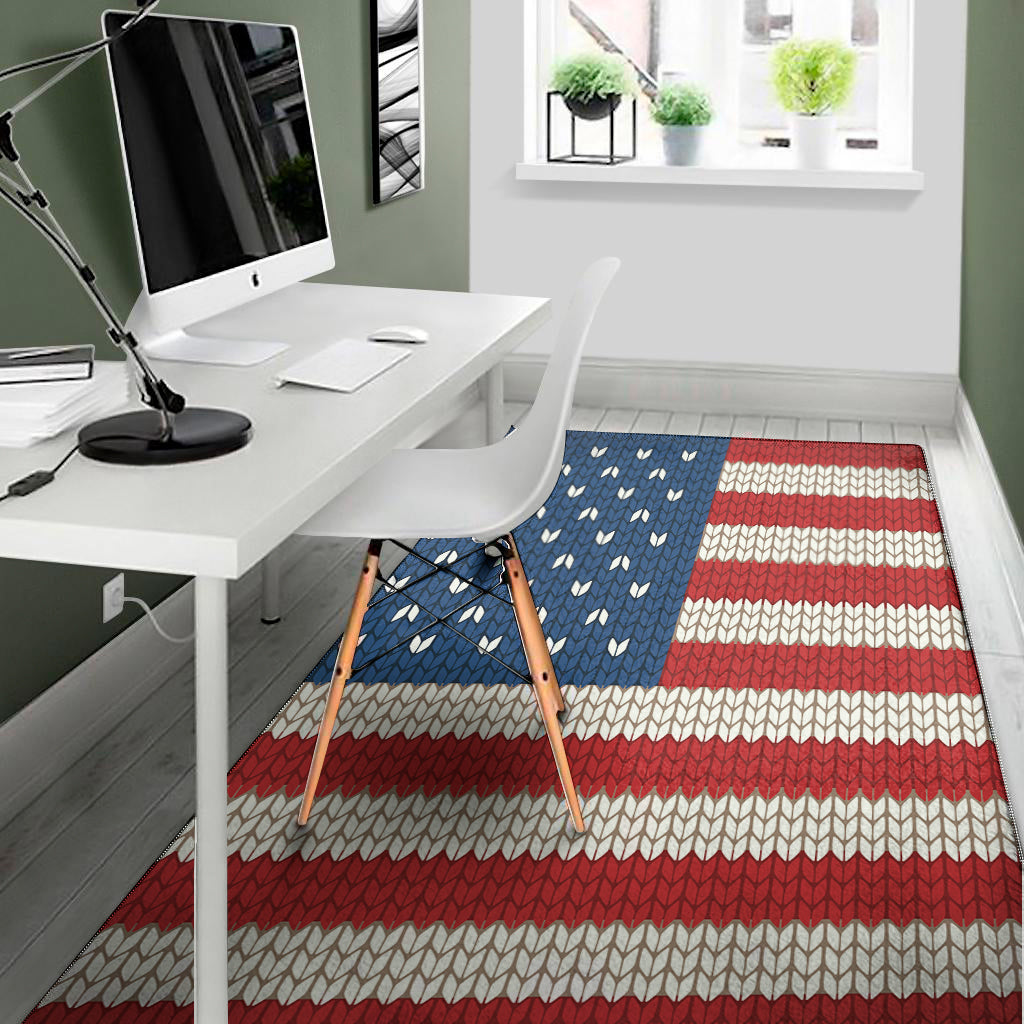 American Flag Knitted Print Area Rug