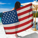 American Flag Knitted Print Beach Sarong Wrap