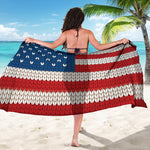 American Flag Knitted Print Beach Sarong Wrap