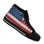 American Flag Knitted Print Black High Top Shoes
