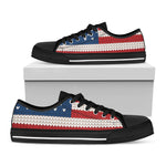 American Flag Knitted Print Black Low Top Shoes 
