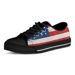 American Flag Knitted Print Black Low Top Shoes 