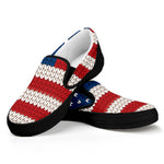 American Flag Knitted Print Black Slip On Shoes