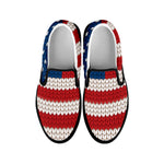 American Flag Knitted Print Black Slip On Shoes