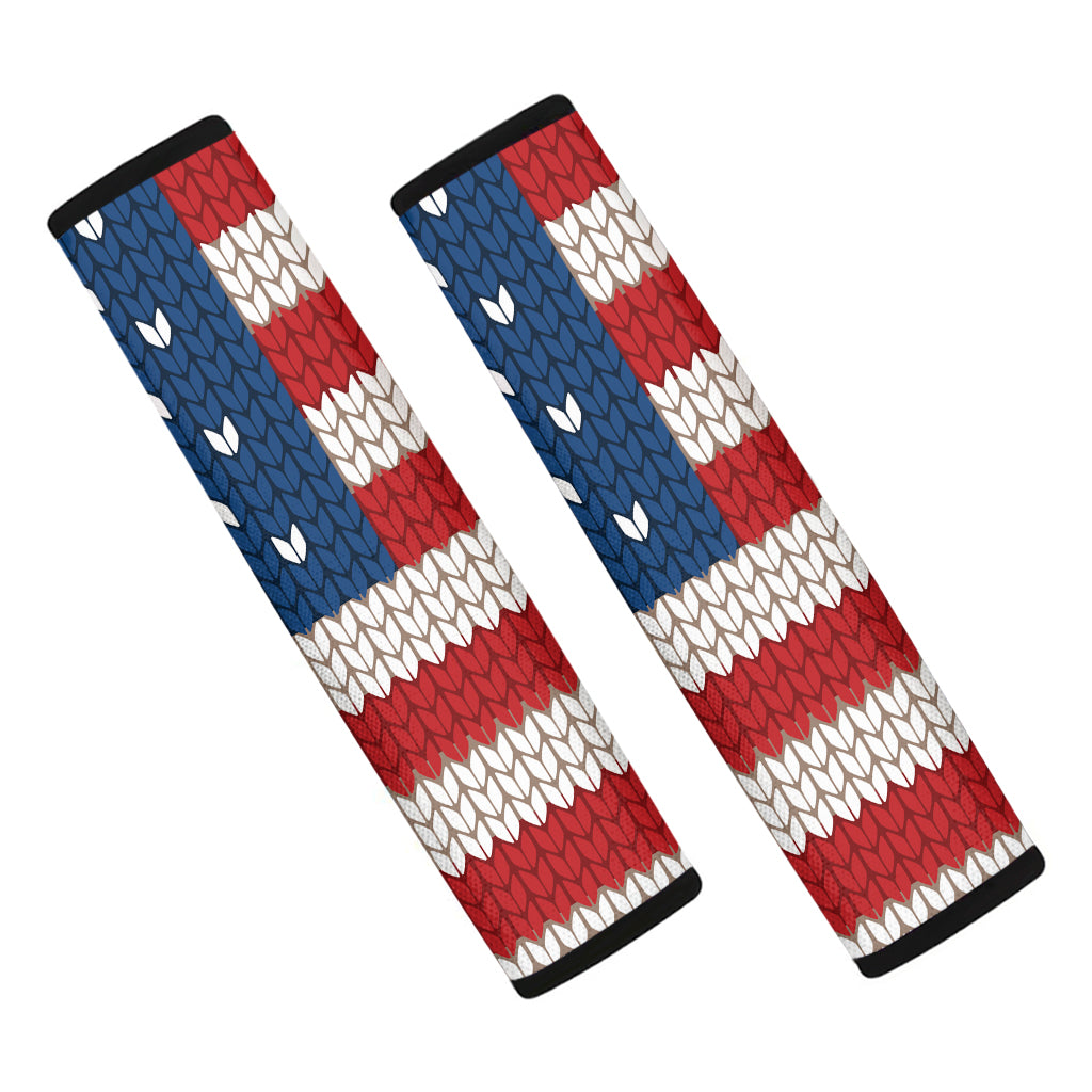 American Flag Knitted Print Car Seat Belt Covers