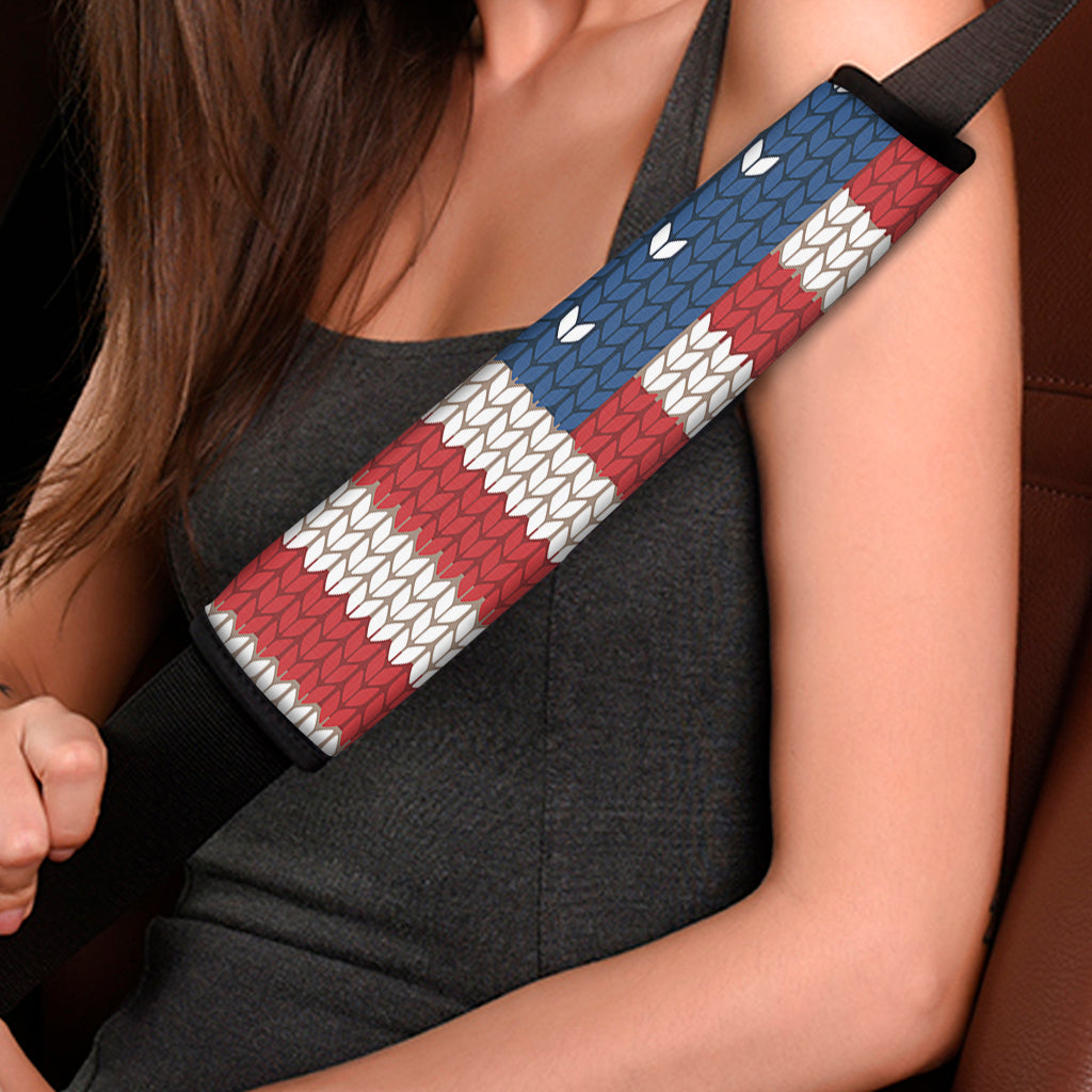 American Flag Knitted Print Car Seat Belt Covers