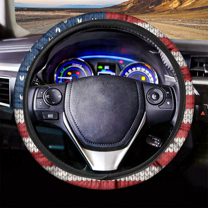 American Flag Knitted Print Car Steering Wheel Cover