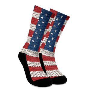 American Flag Knitted Print Crew Socks