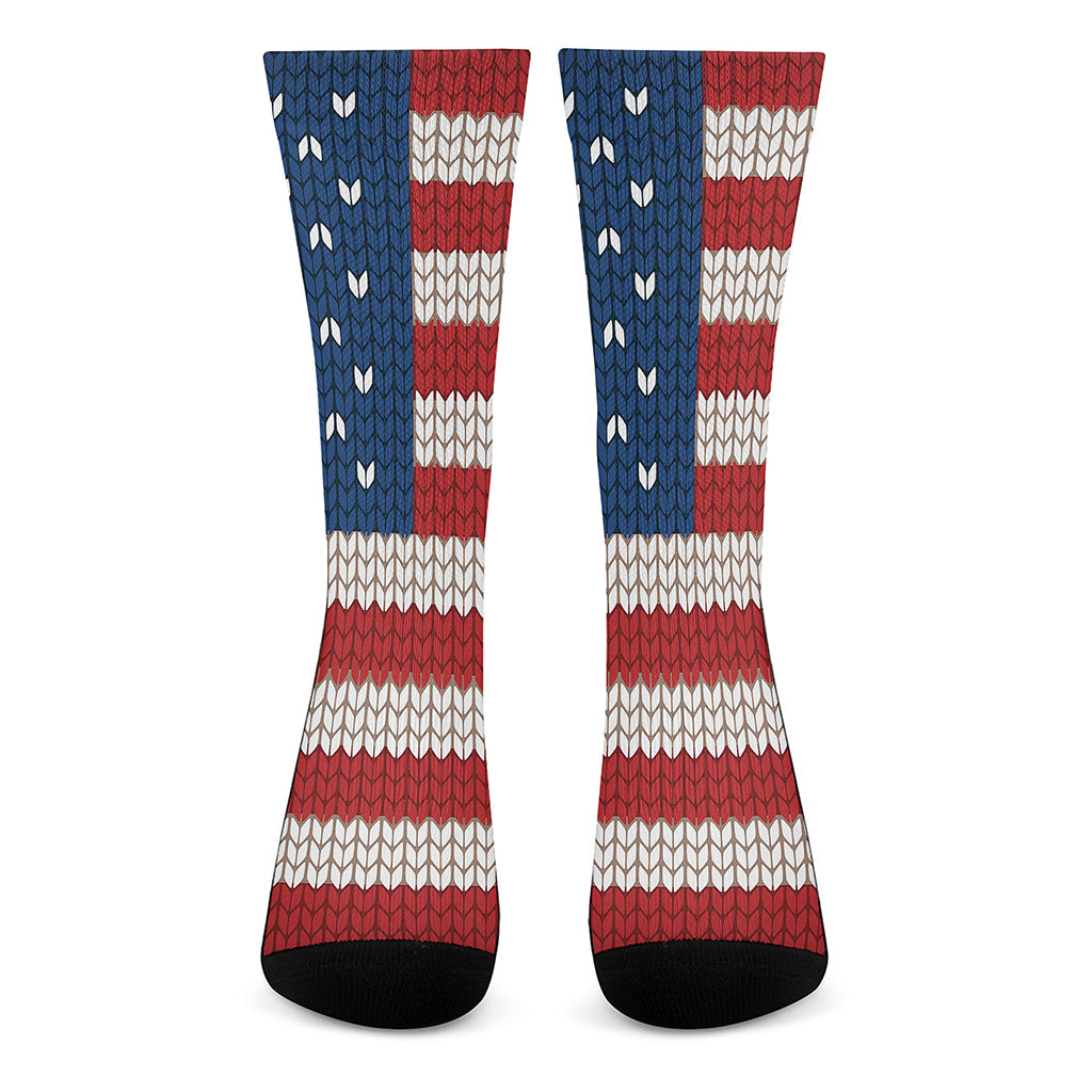 American Flag Knitted Print Crew Socks