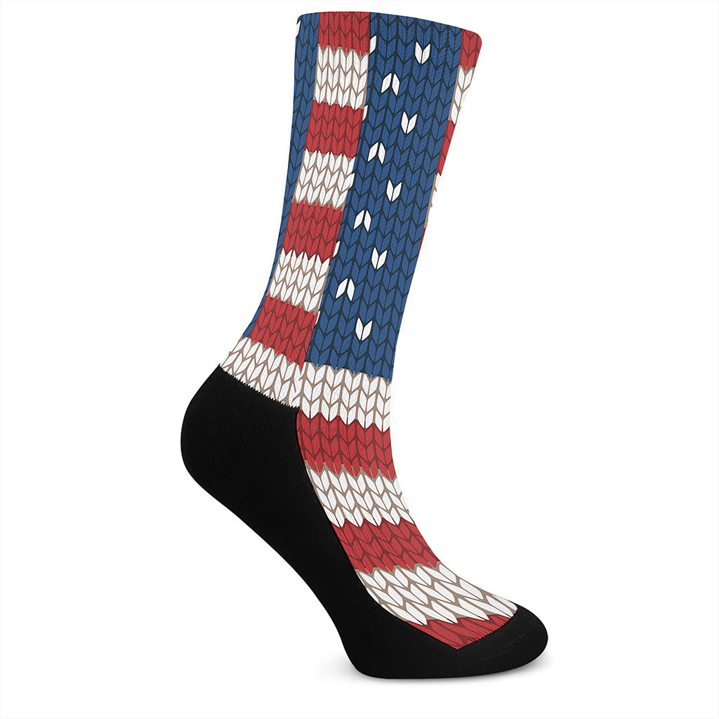 American Flag Knitted Print Crew Socks