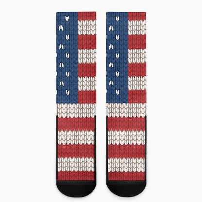 American Flag Knitted Print Crew Socks